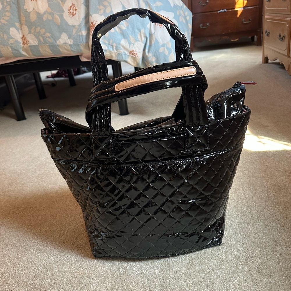 MZ WALLACE tote bag in quilted patent nylon and leather